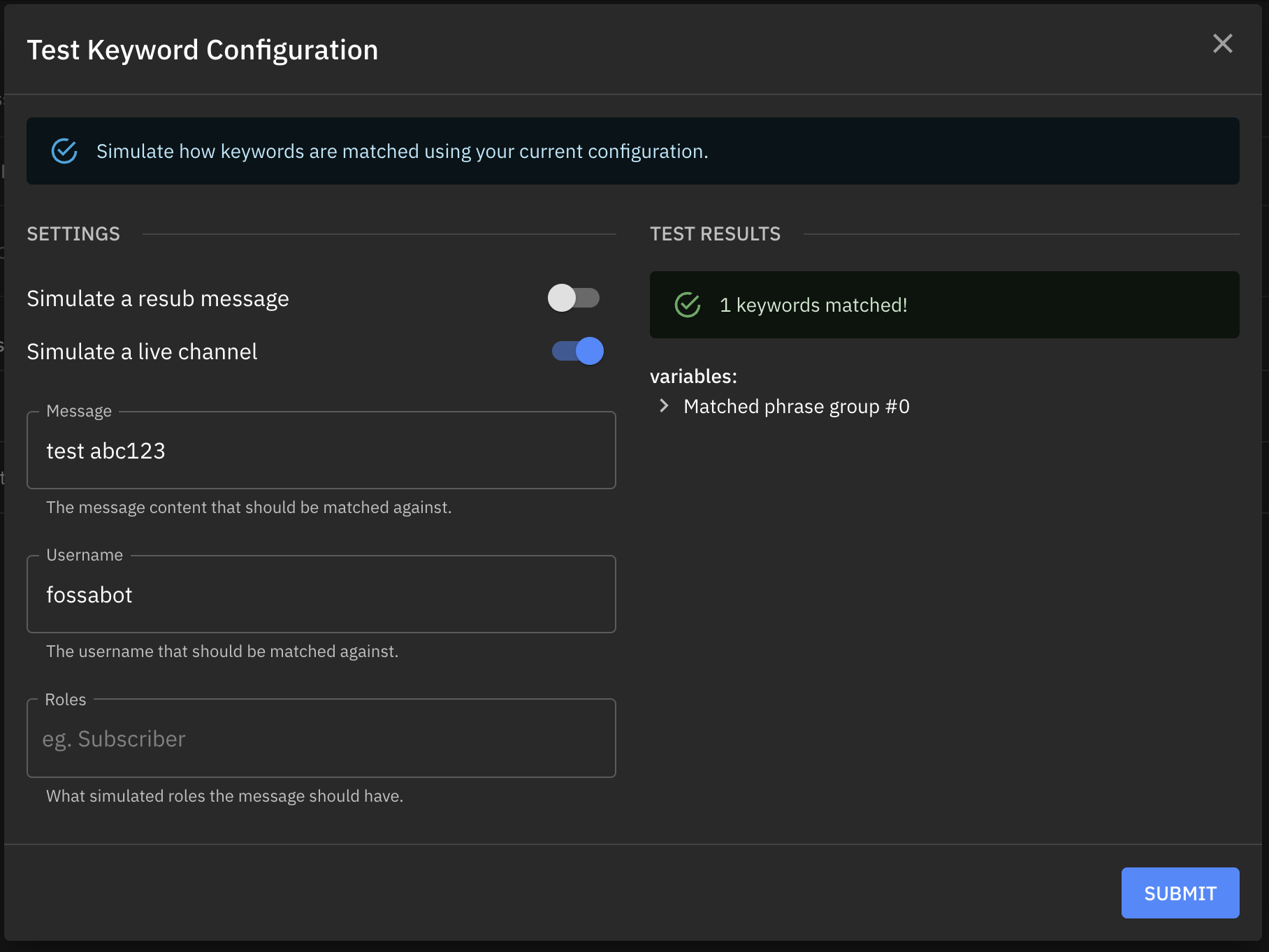 Second variable test